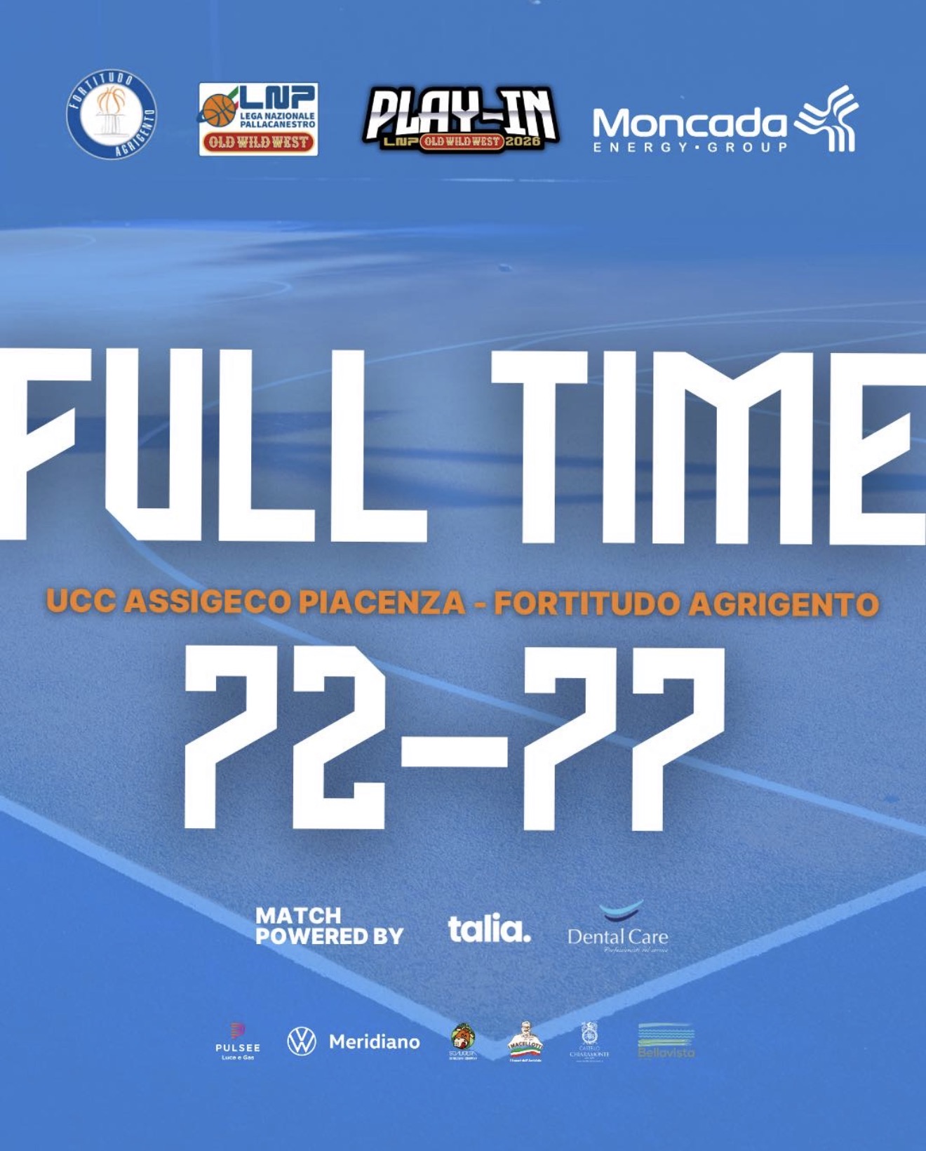 Fortitudo Agrigento batte Piacenza 77–72: rimonta epica e play-in